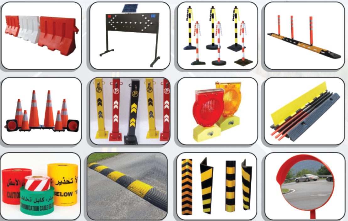 Road safety products including barriers, cones, speed ramps and convex mirrors